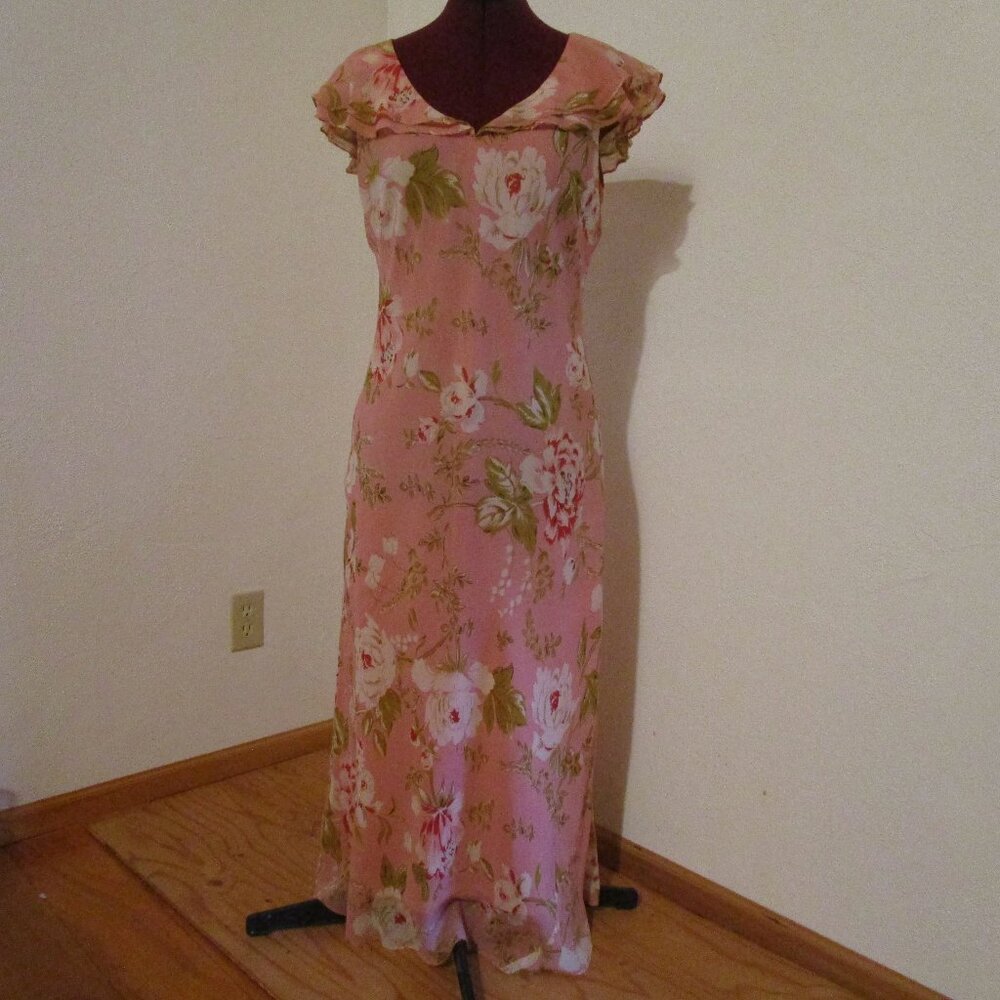 Coldwater Creek Size 10 Cape-collar silk slip dress